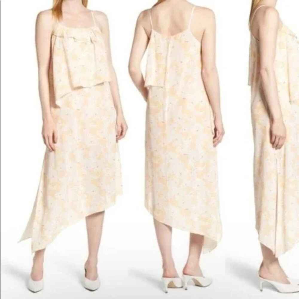 Lewit Asymmetrical Floral Midi Dress